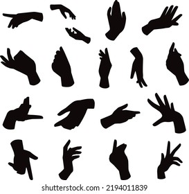 Collection of Hand set isolated flat vector Silhouettes