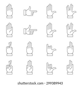 A collection of hand signs, precise, with a modern and rounded style.