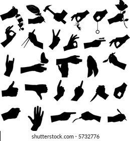 Collection of hand and tool, vector illustration.