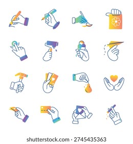 Collection of Hand Tools Doodle Style Icons 
