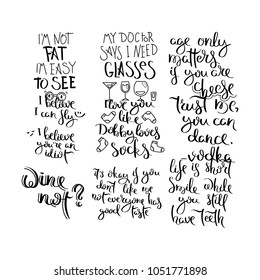 Collection of hand written calligraphy quotes motivation for life and happiness. Set for postcard, poster, prints, cards graphic design.