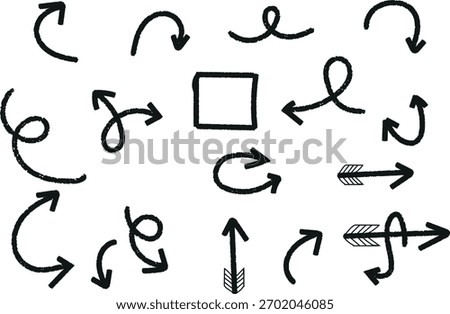 Collection of handdrawn arrow doodles a square