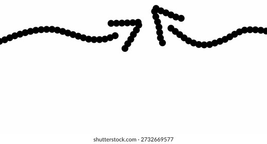 A collection of hand-drawn arrows with dotted lines. Various types of black arrows pointing in all directions.