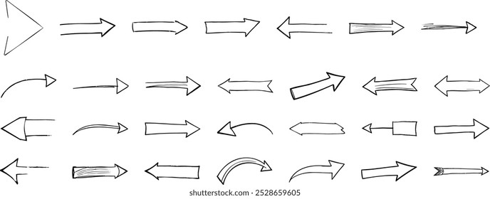 A collection of hand-drawn arrows pointing in different directions.