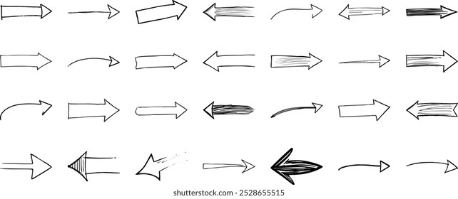 A collection of hand-drawn arrows pointing in various directions.