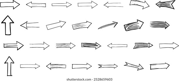 A collection of hand-drawn arrows pointing in various directions.