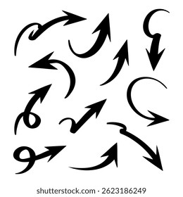 Collection of Hand-Drawn Arrows Pointing in Various Directions