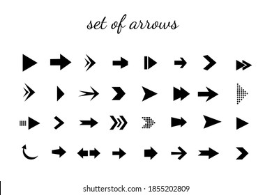 A collection of hand-drawn arrows. set of black vector arrows.