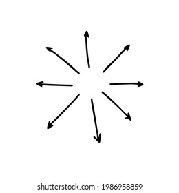 Collection of hand-drawn arrows. set of black vector arrows. doodles isolated on white background