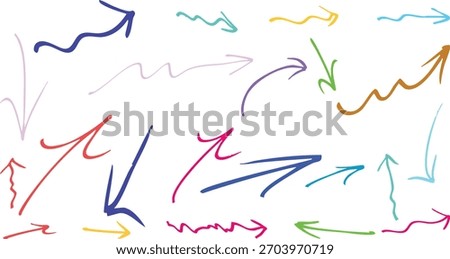 A collection of hand-drawn arrows in various styles pointing in different directions, symbolizing concepts like movement, direction, and progress