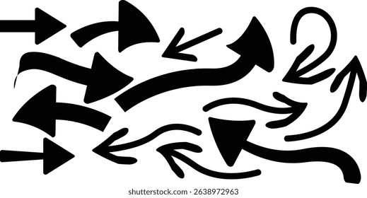 Collection of Hand-Drawn Arrows Vector Graphics for Design Projects