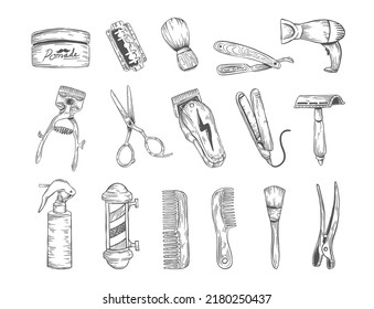 Sammlung handgezeichneter Barberillustration