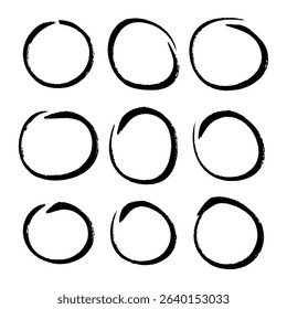 Collection of Hand-Drawn Black Circle Shapes