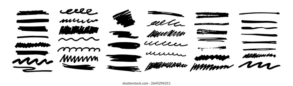 A collection of hand-drawn black lines in various styles, used for annotations and decoration.