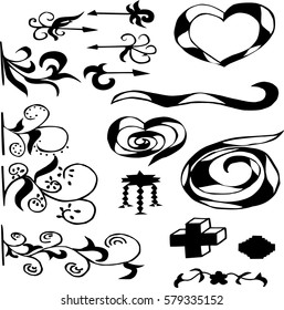 Collection of handdrawn borders made with brush and ink. Unique swirls and dividers for your design. Ink borders. Vector dividers. Collection of unique hand drawn borders. 