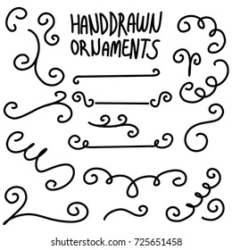 Collection of handdrawn borders made with brush and ink on a tablet Unique swirls and dividers for your design. Ink borders. Vector dividers
