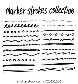 Collection of handdrawn borders made with brush and ink on a tablet Unique swirls and dividers for your design. Ink borders. Vector dividers