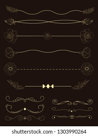 Collection of handdrawn borders.Unique swirls and dividers for your design. Vector label, ribbon,symbol, ornament, frames and scroll elements.