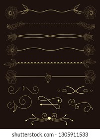 Collection of handdrawn borders.Unique swirls and dividers for your design. Vector label, ribbon,symbol, ornament, frames and scroll elements.