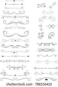 
Collection of handdrawn borders.Unique swirls and dividers for your design. Vector  label, ribbon,symbol, ornament, frames and scroll elements.
