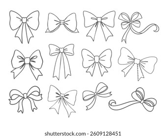 Collection of Hand-drawn Bows and Ribbons