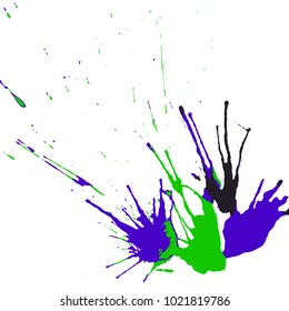 Collection of hand-drawn bright splashes. Set of brush strokes. Isolated on white background.