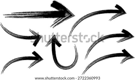 A collection of hand-drawn brushstroke arrows indicating direction and movement