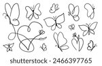 A collection of hand-drawn butterfly outlines in various styles, perfect for decorative and artistic projects on a white background.