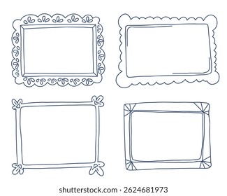 Collection of hand-drawn decorative frames in various ornate styles. Ideal for invitations, labels, scrapbooking, posters, and design projects