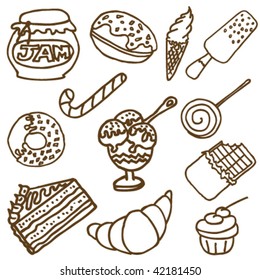 Collection of the hand-drawn doodles of the different desert.