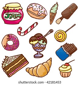 Collection of the hand-drawn doodles of the different desert.