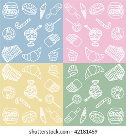Collection of the hand-drawn doodles of the different desert.