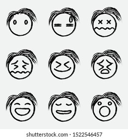 collection of hand-drawn emoticons on a white background