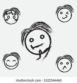 collection of hand-drawn emoticons on a white background