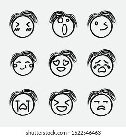 collection of hand-drawn emoticons on a white background