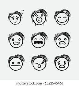 collection of hand-drawn emoticons on a white background