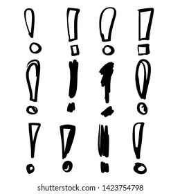 collection of handdrawn exclamation mark doodle in cartoon style vector