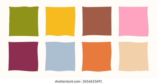 Collection of hand-drawn frame boxes with colorful wavy shapes. Vector illustration