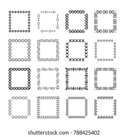 Collection of handdrawn frames. Unique frames for your design. Vector frames.