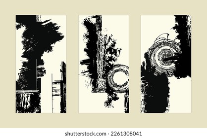 Colección de marco abstracto de medio tono dibujado a mano en pinceladas de pincel negro para afiches, invitación, tarjeta de regalo, cupón y portada del libro. Banner, fondo retro vintage