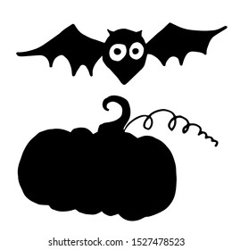 A collection of hand-drawn halloween elements