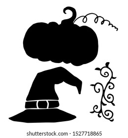 A collection of hand-drawn halloween elements