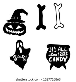 A collection of hand-drawn halloween elements