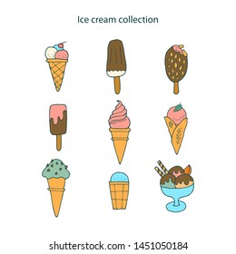 Collection of hand-drawn ice cream