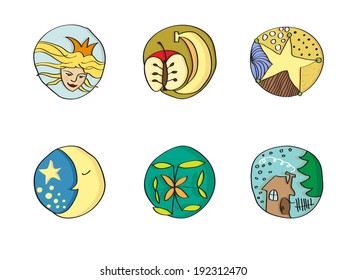 Sammlung handgezeichneter Symbole
