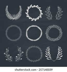 Collection of handdrawn laurels and wreaths. Floral wreath with copyspace for your text. Save the date, wedding or invitation card design element. ValentineÃ?Â¢??s card design template. 