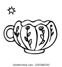 Collection of hand-drawn pictures of coffee cups