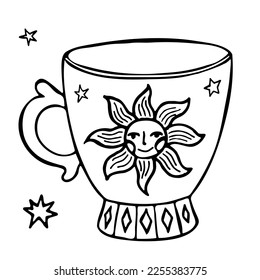 Collection of hand-drawn pictures of coffee cups