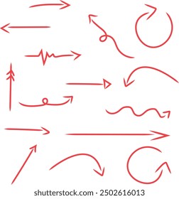 Collection of Hand-Drawn Red Arrow Illustrations