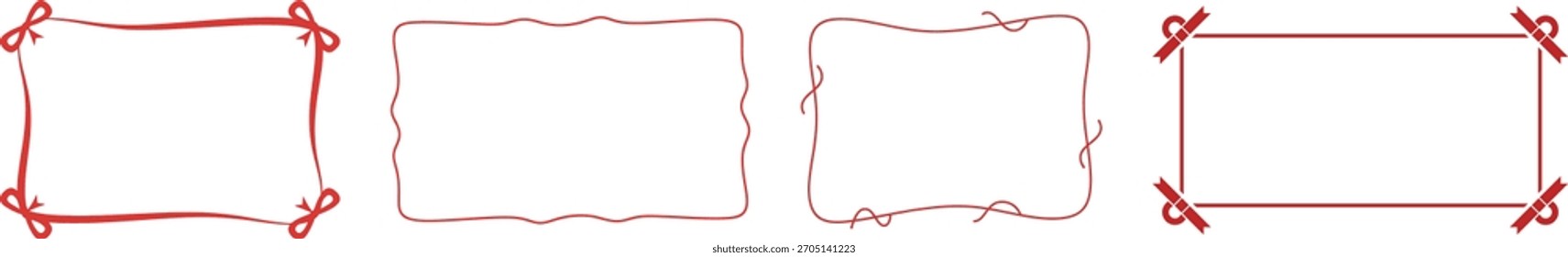 Collection of hand-drawn red decorative border frames Vector, illustration